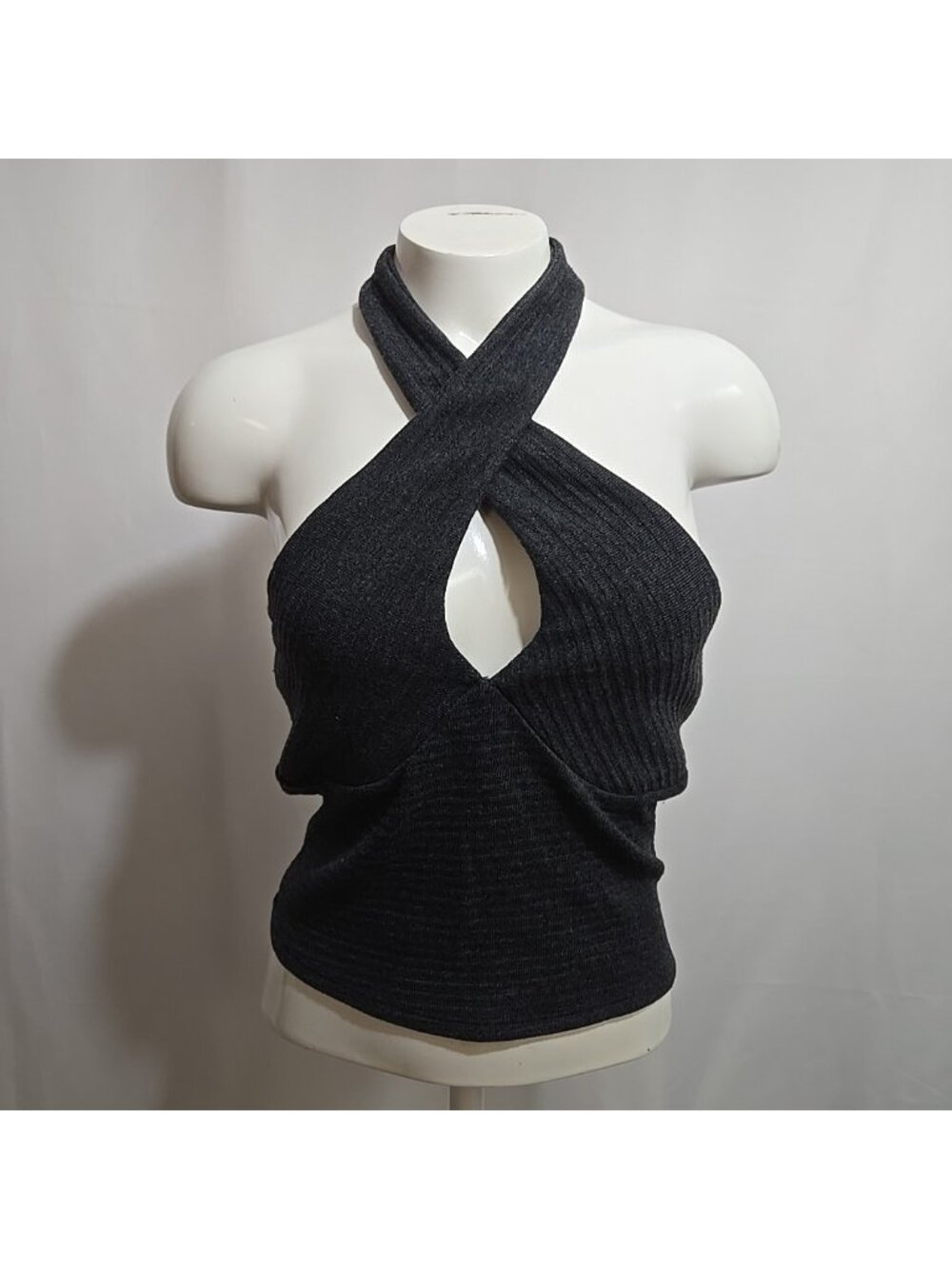 NWT Charlotte Avery Halter Top Approximate Size Small Gray Stretch